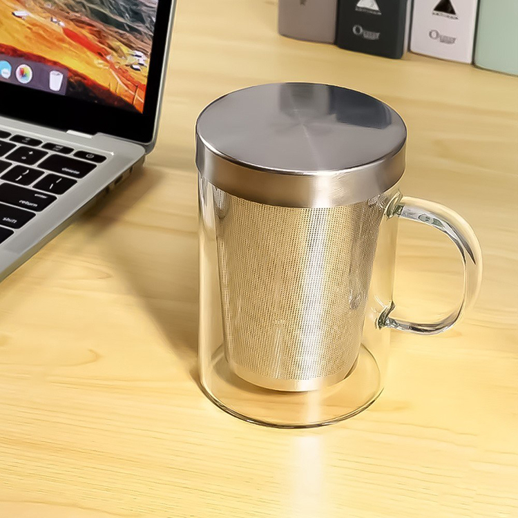 لیوان دمنوش پیرکس دسته دار صافی استیل بزرگ VM-280